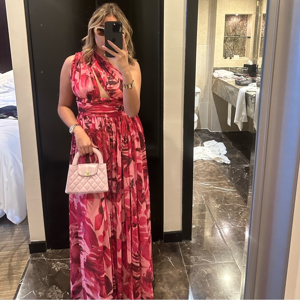 Bronx and Banco Red Floral Backless Dress